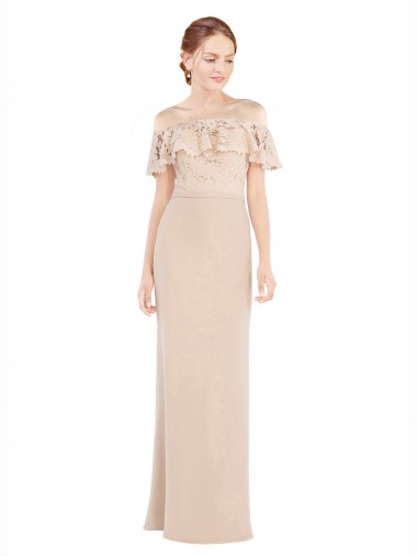 Outlet Off the Shoulder Sleeves Sheath Chiffon Prom Dress UK