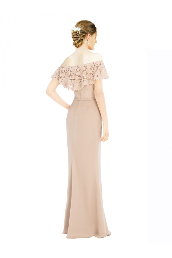 Outlet Off the Shoulder Sleeves Sheath Chiffon Prom Dress UK