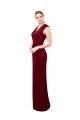 Outlet Cap Sleeves Chiffon Prom Dress with Pleated V-Neck Bodice UK