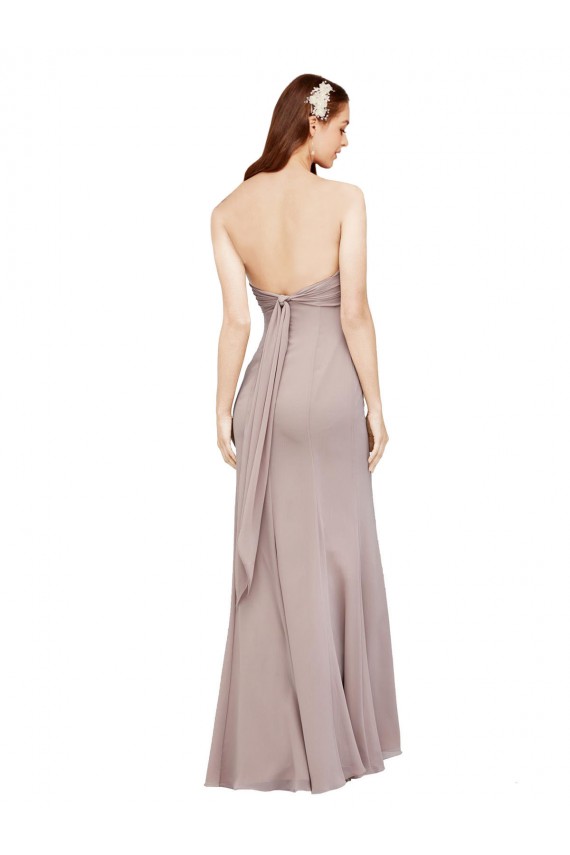 Outlet Fit and Flare Long Chiffon Prom Dress with Sash and Open Back UK