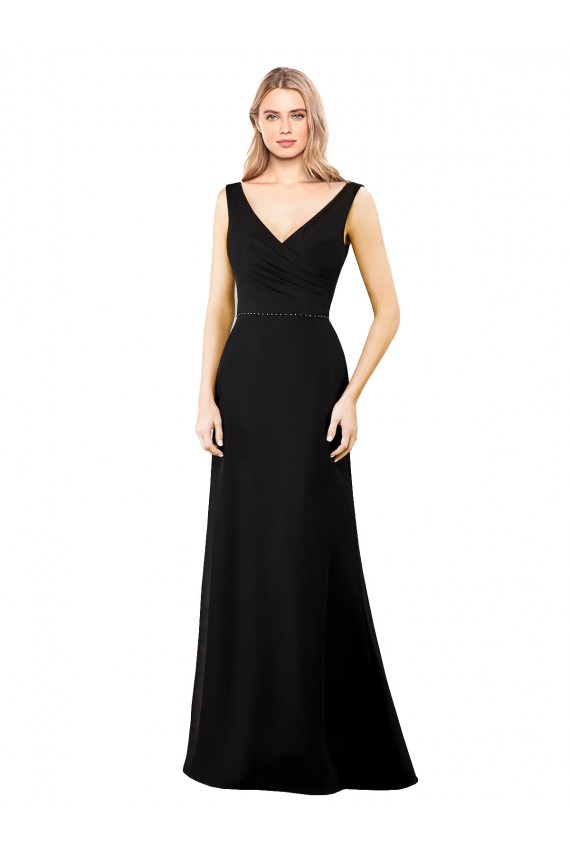 Outlet V-Neckline Chiffon Prom Dress with Draped Bodice UK
