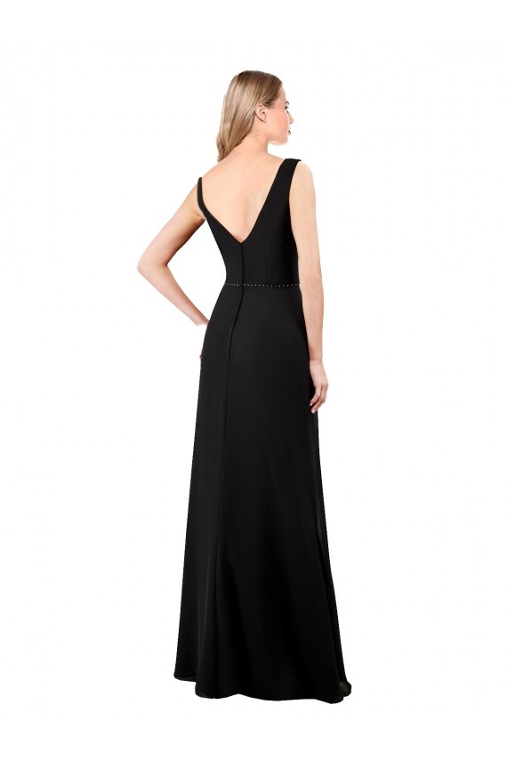 Outlet V-Neckline Chiffon Prom Dress with Draped Bodice UK