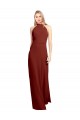 Outlet Slim High Neck Halter Fitted Open Back Chiffon Prom Dress UK