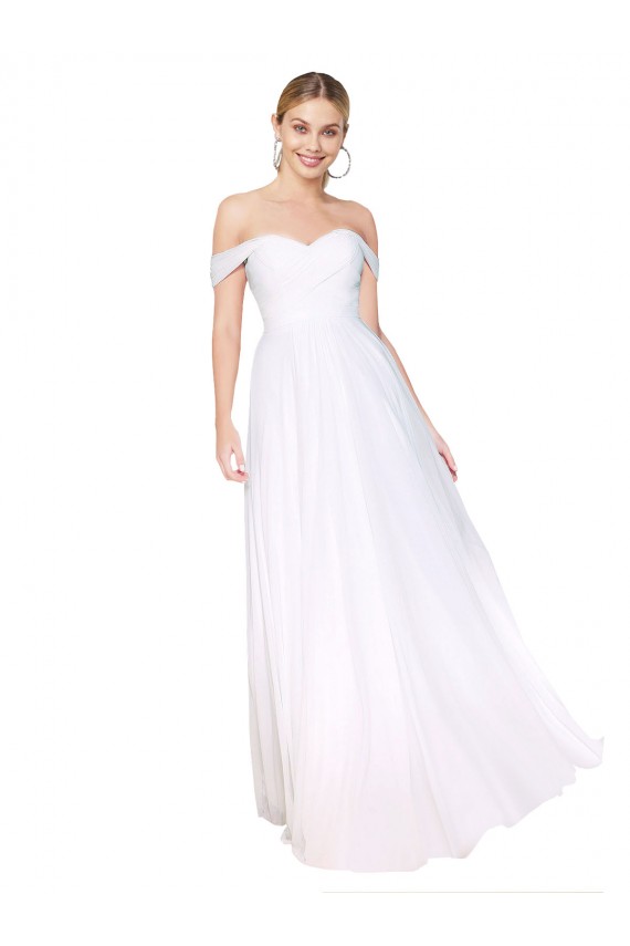 Outlet Off the Shoulder Long Full Length Chiffon Prom Dress UK