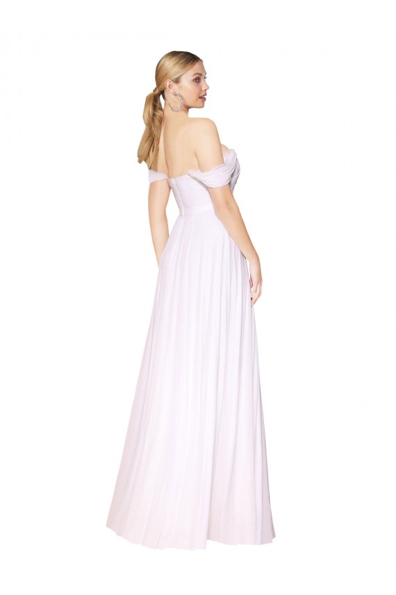 Outlet Off the Shoulder Long Full Length Chiffon Prom Dress UK