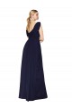 Outlet Draped Long V-Neck Floor Length Chiffon Prom Dress UK