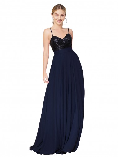 Outlet Sweetheart High Neck Sequin Top Long Chiffon Prom Dress UK