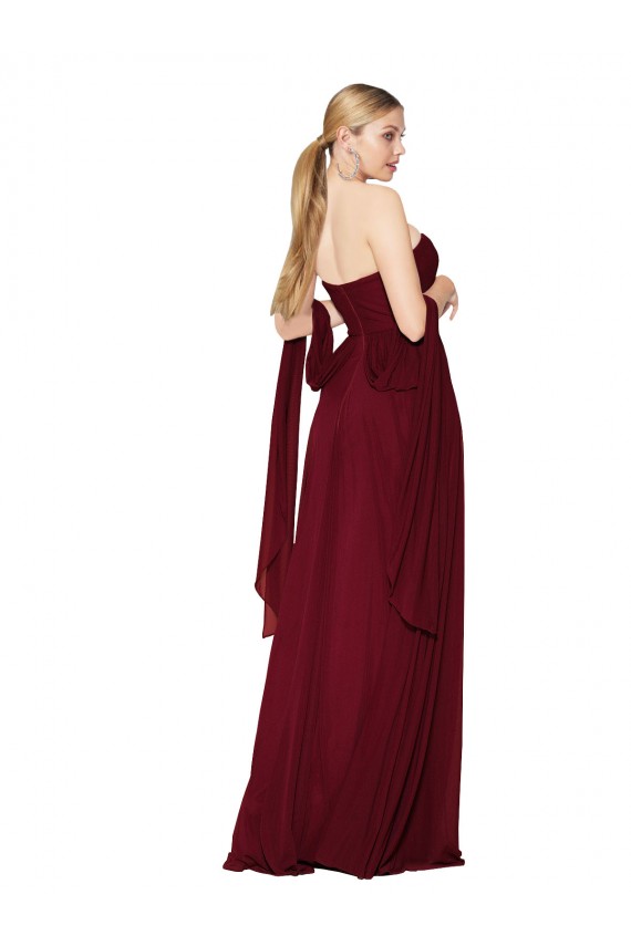 Outlet Draped Strapless Long A-Line Chiffon Prom Dress UK