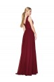 Outlet Draped A-Line V-Neck Floor Length Chiffon Prom Dress UK