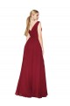 Outlet Draped Mermaid Long V-Neck Chiffon Prom Dress with High Slit UK