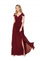 Outlet Off the Shoulder Long Chiffon Prom Dress with Side Slit UK