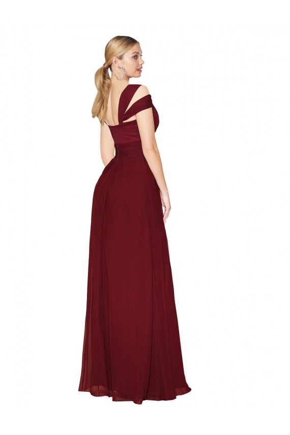Outlet Off the Shoulder Long Chiffon Prom Dress with Side Slit UK