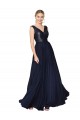 Outlet High Neck V-Neck Long Chiffon Prom Dress with Sequin Top UK