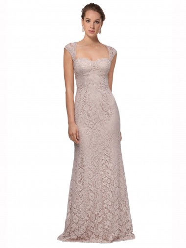 Outlet Sweetheart Neckline Cap Sleeves Lace Prom Dress with Twist UK