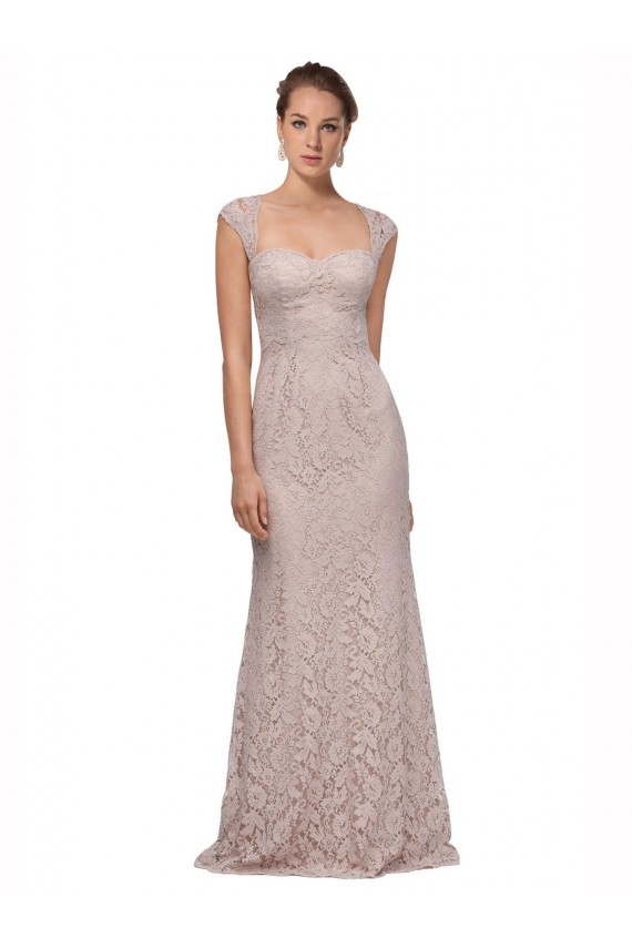 Outlet Sweetheart Neckline Cap Sleeves Lace Prom Dress with Twist UK