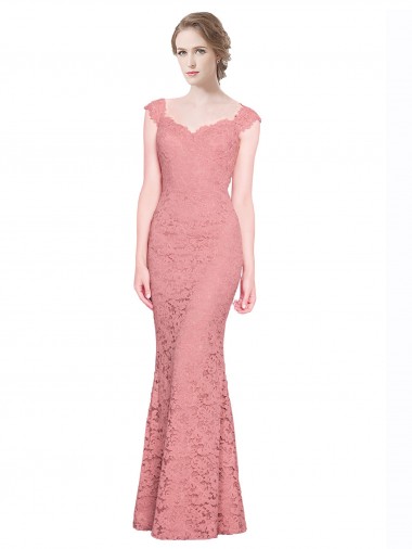 Outlet Sweetheart Mermaid Long Lace Prom Dress with Wide Straps UK