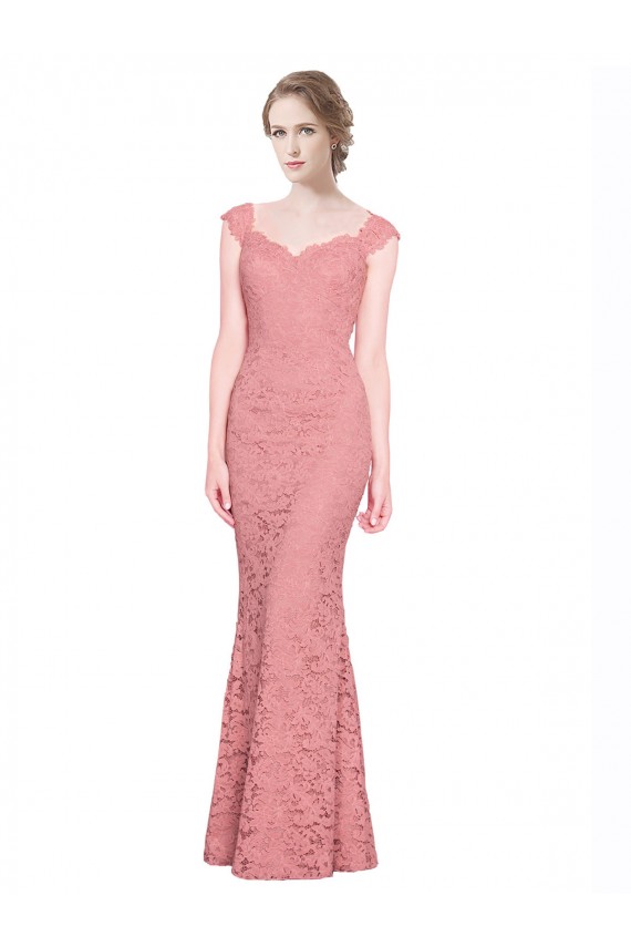 Outlet Sweetheart Mermaid Long Lace Prom Dress with Wide Straps UK