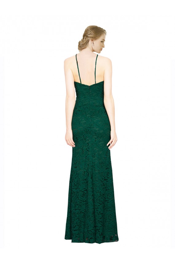 Outlet High Illusion Halter Neck Long Lace Prom Dress UK