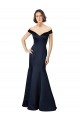 Outlet Fit and Flare Satin Prom Dress with Off the Shoulder Neckline UK