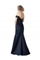 Outlet Fit and Flare Satin Prom Dress with Off the Shoulder Neckline UK