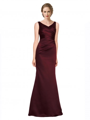 Outlet Figure Shaping Satin Prom Dress with Structured Pleats UK