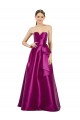 Outlet Sleeveless V-Neck Long Satin Prom Dress with Bow Waist UK