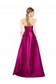 Outlet Sleeveless V-Neck Long Satin Prom Dress with Bow Waist UK
