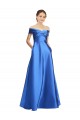 Outlet Sleeveless Off the Shoulder Ball Gown Satin Prom Dress UK