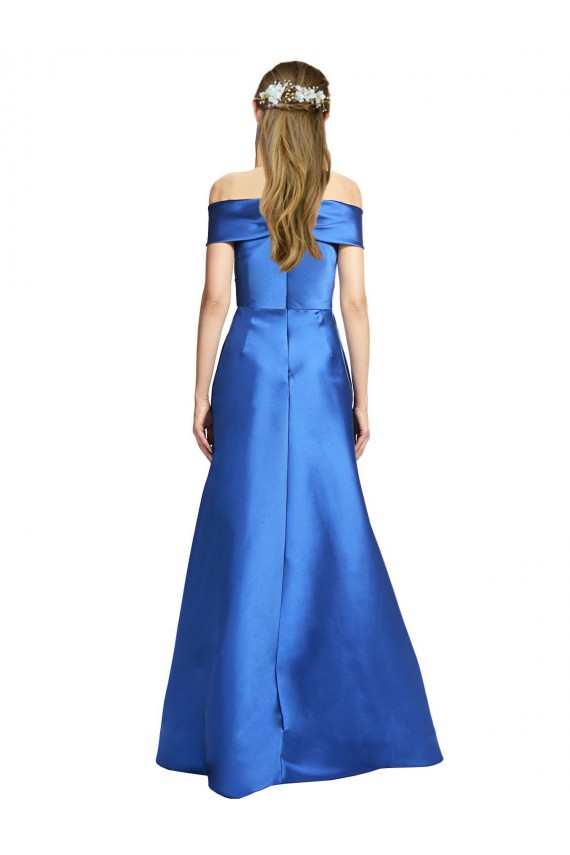 Outlet Sleeveless Off the Shoulder Ball Gown Satin Prom Dress UK
