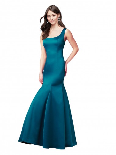 Outlet Long Sleek Satin Prom Dress with U-Back UK