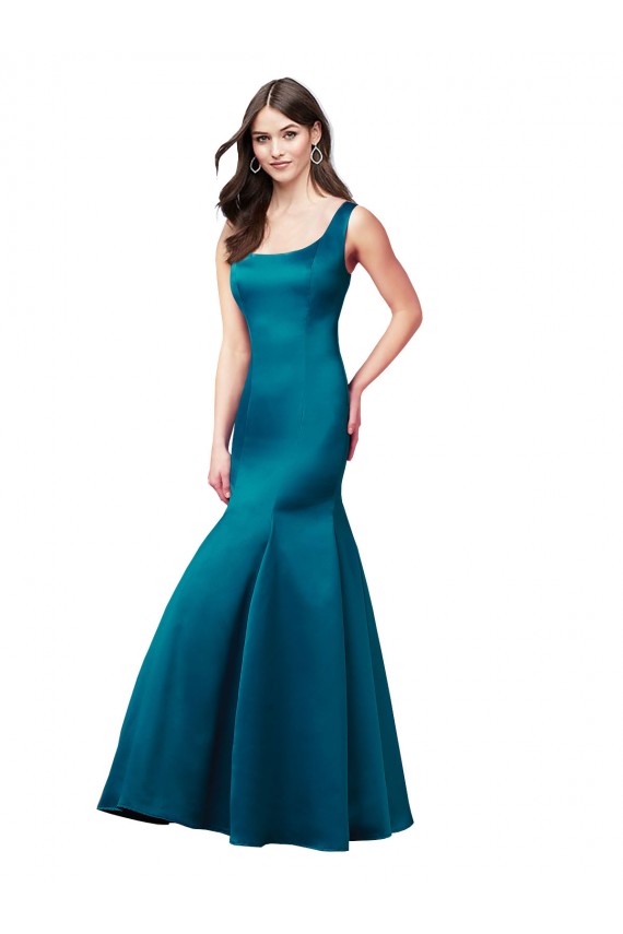 Outlet Long Sleek Satin Prom Dress with U-Back UK