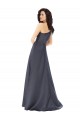 Outlet Rouched One Shoulder Floor Length Satin Prom Dress with Bow UK