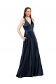 Outlet Long Satin Prom Dress with Halter Neckline UK
