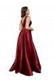 Outlet Sleeveless Deep V-Neck A-Line Satin Prom Dress with Pockets UK
