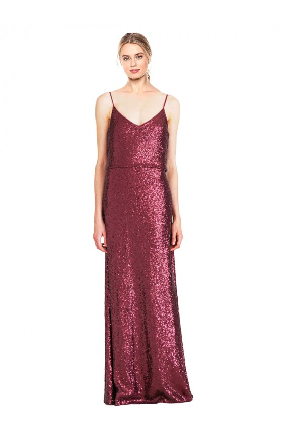 Outlet High Neck Halter Long Slim Sequin Prom Dress with V-Neck and Blouson Bodice UK