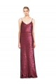 Outlet High Neck Halter Long Slim Sequin Prom Dress with V-Neck and Blouson Bodice UK