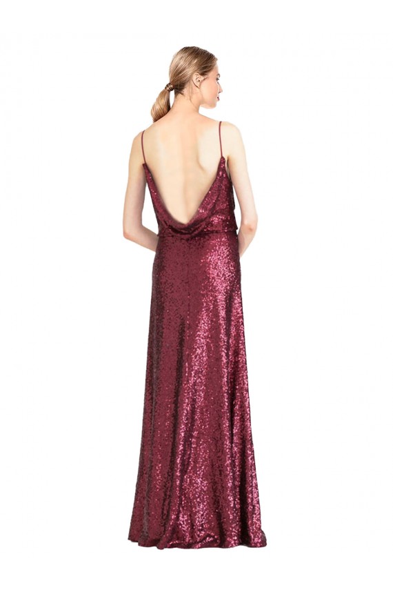 Outlet High Neck Halter Long Slim Sequin Prom Dress with V-Neck and Blouson Bodice UK
