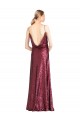 Outlet High Neck Halter Long Slim Sequin Prom Dress with V-Neck and Blouson Bodice UK