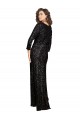 Outlet Deep V-Neckline Full Back Long Sleeves Sparkling Sequin Prom Dress with High Slit UK