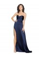 Outlet Knotted Sweetheart Silky Satin Prom Dress with High Side Split UK