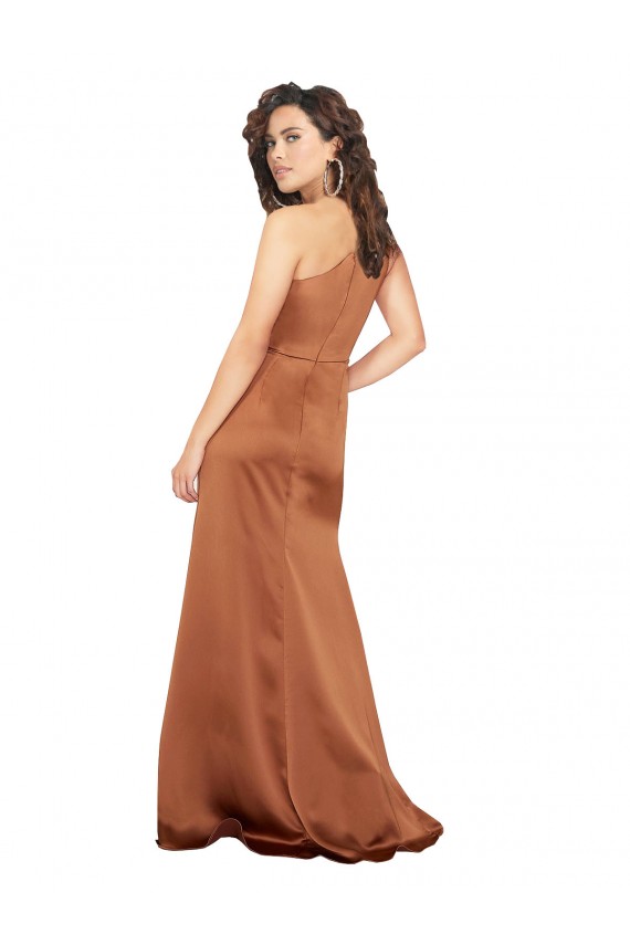 Outlet One Shoulder Silky Satin Prom Dress UK