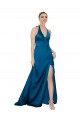 Outlet Halter Neck Silky Satin Prom Dress UK