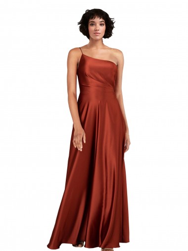 Outlet Sophisticated One Shoulder Silky Satin Prom Dress with Full Skirt UK