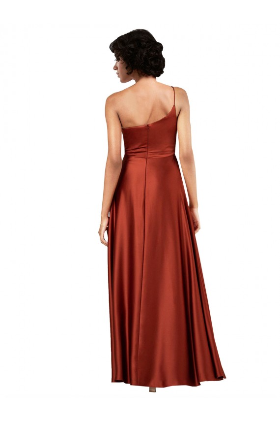Outlet Sophisticated One Shoulder Silky Satin Prom Dress with Full Skirt UK