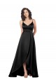 Outlet High Low V-Neckline Silky Satin Tulip Prom Dress with Wrap Skirt UK