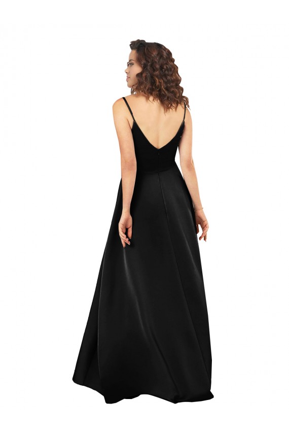 Outlet High Low V-Neckline Silky Satin Tulip Prom Dress with Wrap Skirt UK