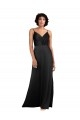 Outlet Full Length V-Neckline Silky Satin Prom Dress with Spaghetti Straps UK