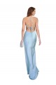 Outlet Open Back with Ties Cowl Neck Sheath Silky Satin Long Bridessmaid Dress UK