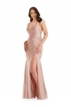 Outlet Deep V-Neck Silky Satin Mermaid Prom Dress with Side Slit UK