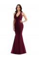 Outlet Plunge Neckline Cutout Low Back Silky Satin Mermaid Prom Dress UK